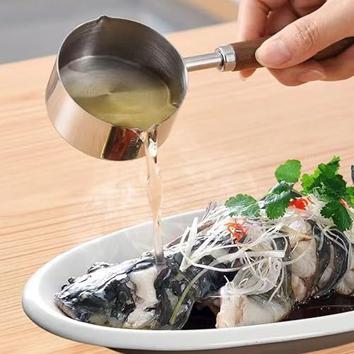 Miniatura 3 de Cabilock Cacerola de salsa pequeña reutilizable con mango de acero inoxidable para calentamiento de aceite y leche, herramienta de cocina