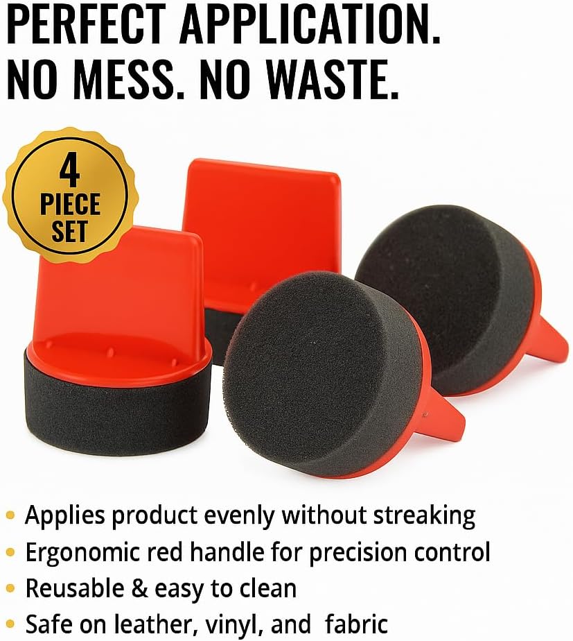Leather Hero Pack of 4 Foam Dauber - Shoe Polish Applicator Brush - Shoe Polish Sponge for Shoe Shining & Polishing