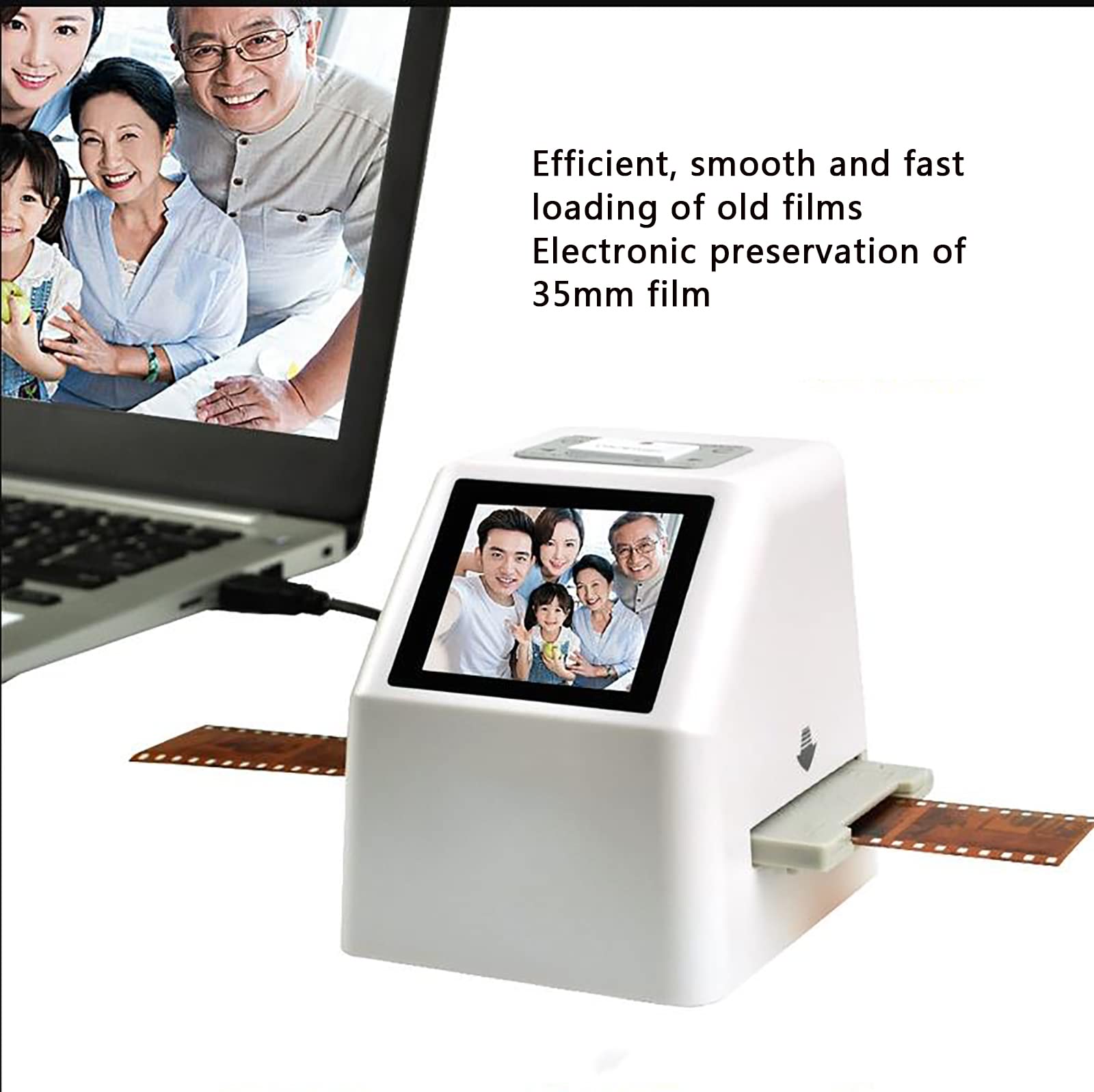 Scanner portatile per pellicole, scanner per negativi ad alta risoluzione da 22MP, schermo LCD da 2,4", conversione di diapositive e negativi in JPEG