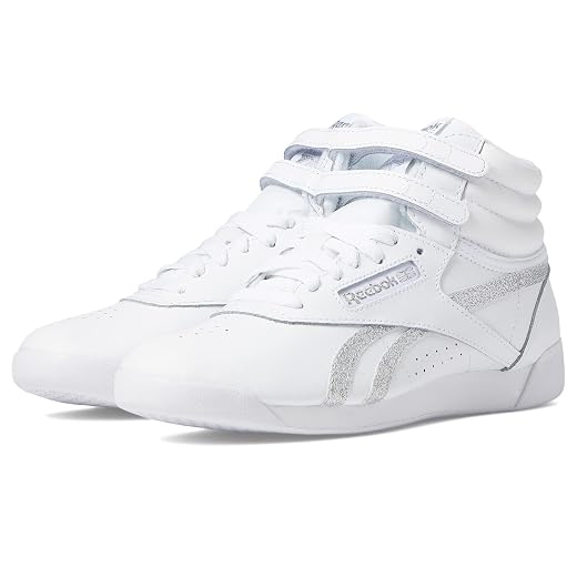 Reebok Freestyle Hi High Top White/Silver Metallic 9 B (M)