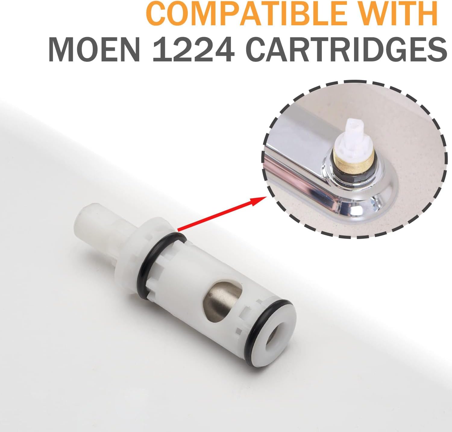 1224 1224B Faucet Cartridge Replacement Kit Compatible with Moen Two Handle Faucets & Tub/Showers, Leaking Faucet Repair Parts for Most Double Handle Moen Plumbing Fixtures(2 Pack)