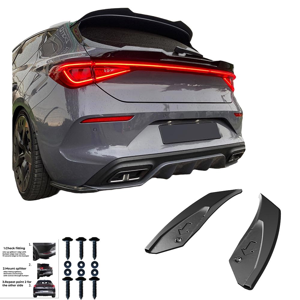 Oneway Difusores Laterales Traseros compatibles con Cupra Leon HB 2020- - Negro Brillante