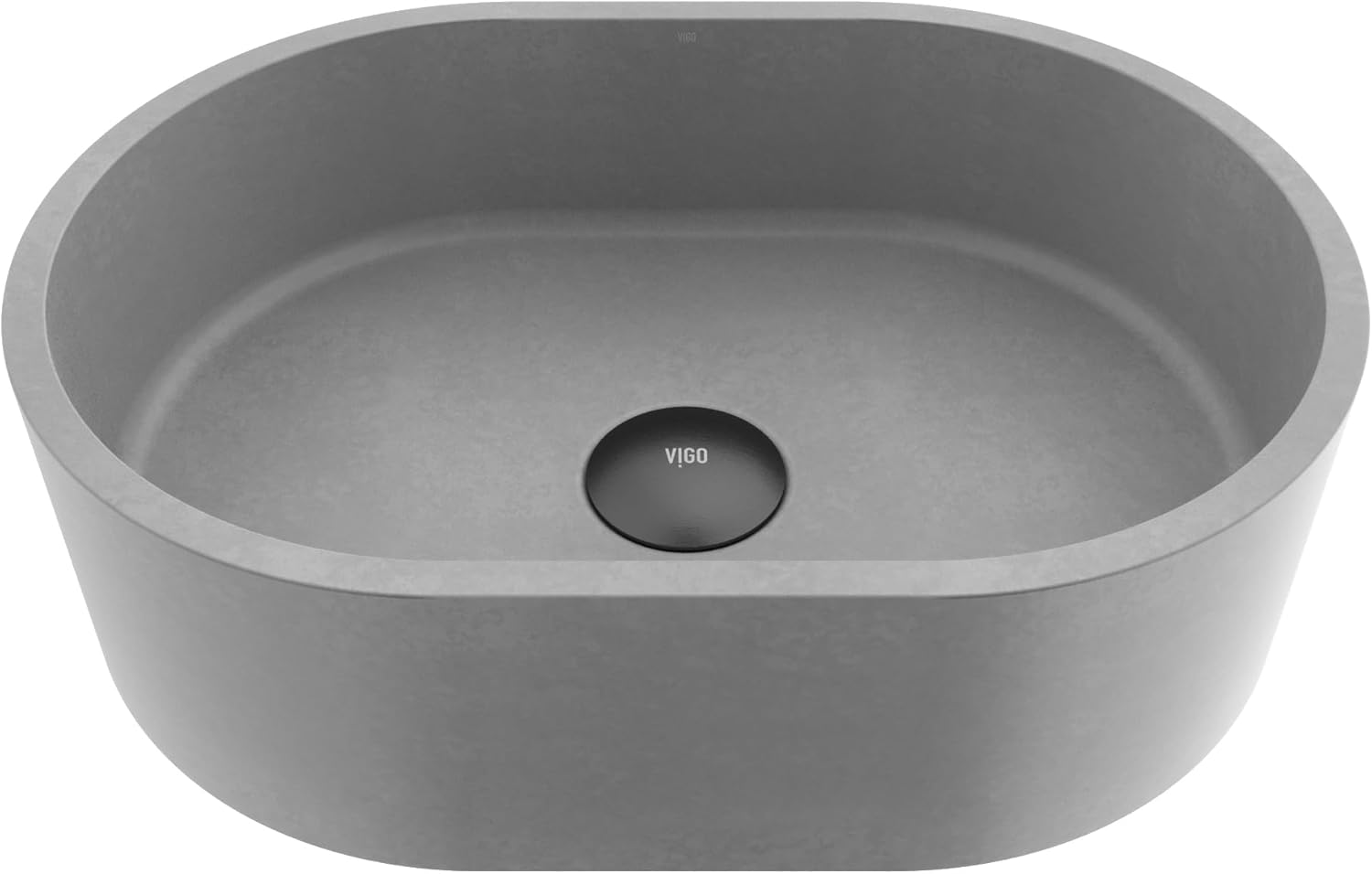 VIGO Giralda Gothic 16" L x 11" W x 5" H Over The Counter Concrete Oval Vessel Bathroom Sink in Gray -VG04059