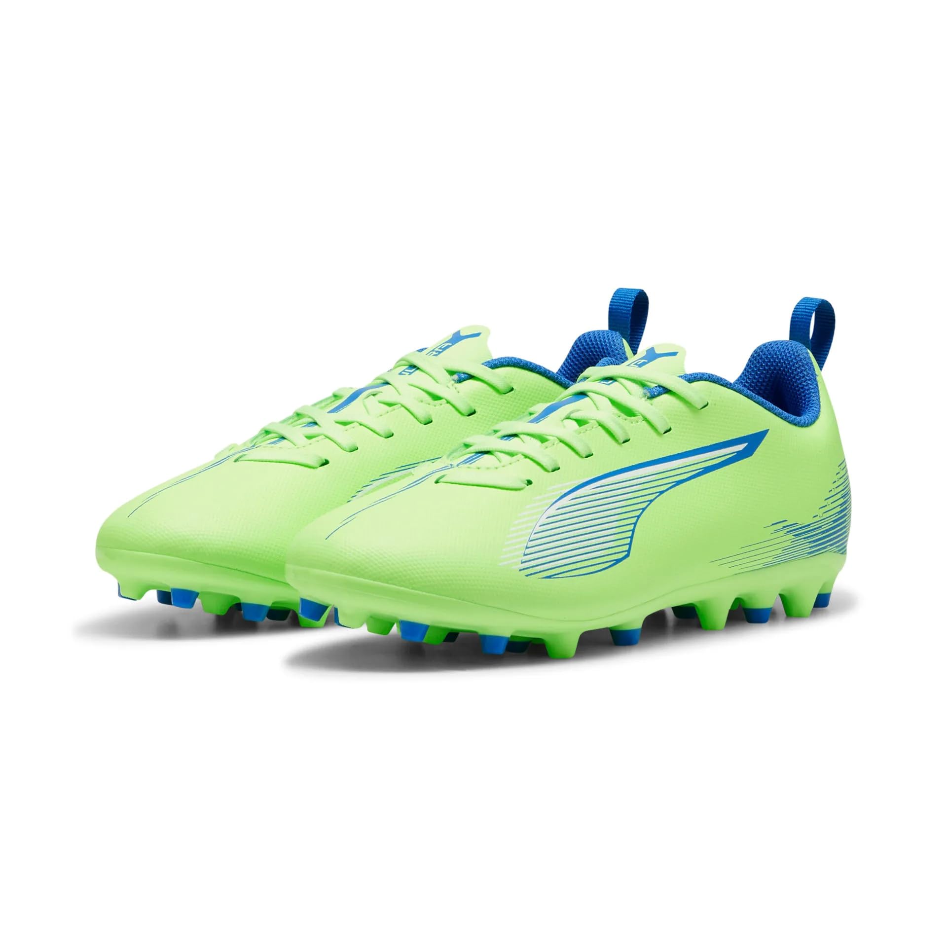 Puma Unisex Youth Ultra 5 Play MG JR Soccer Shoe, Fizzy Apple-Puma White-BLUEMAZING, 33 EU