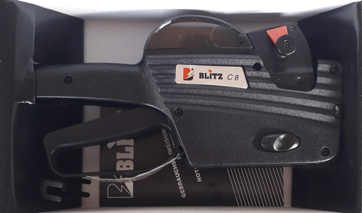 B BALSAT Balsato | Etichettatrice manuale Blitz C8 | 1 riga numerica di 8 cifre | Include 5 rotoli di inchiostro di ricarica e 6 rotoli 26 x 12 | Etichettatrice per la marcatura dei prezzi