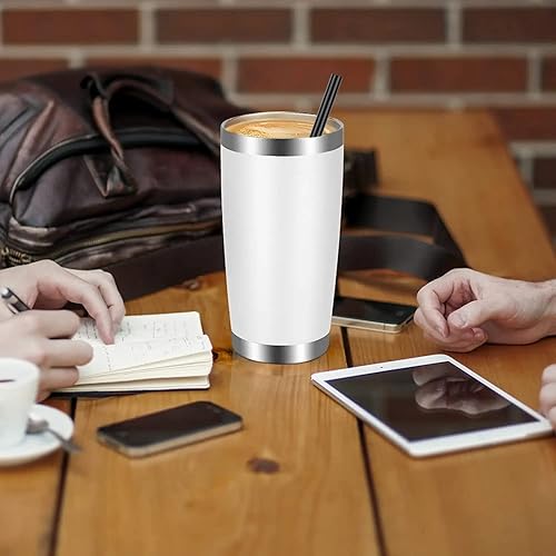 Miniatura 6 de Vaso Vegond de acero inoxidable, con tapa y popote, 12 onzas, doble pared con aislamiento al vacío, taza de café reutilizable, para viaje