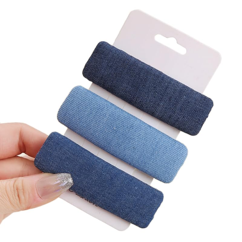 Miniatura 2 de 3 pinzas de tela vaquera a presión clásicas BB para el cabello, horquilla de color puro, pinzas para el cabello rectangulares a presión, accesorios