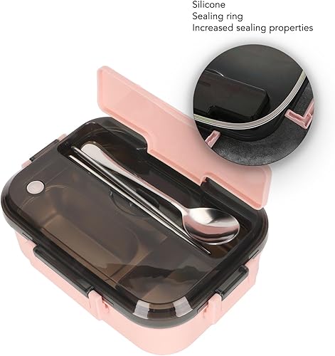 Miniatura 8 de TOPINCN Lonchera de acero con palillos, 3 compartimentos, contenedor de aislamiento térmico (3 compartimentos)