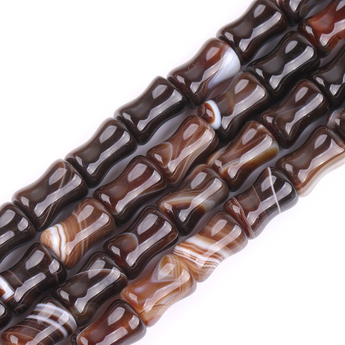 GEM-Inside 8x12mm Natural Brown Sardonyx Onyx Agate Stone Plant Bamboo Knot Bone Charms Beads for Jewelry Making Power Energy Chakra Stone Beads — image 1
