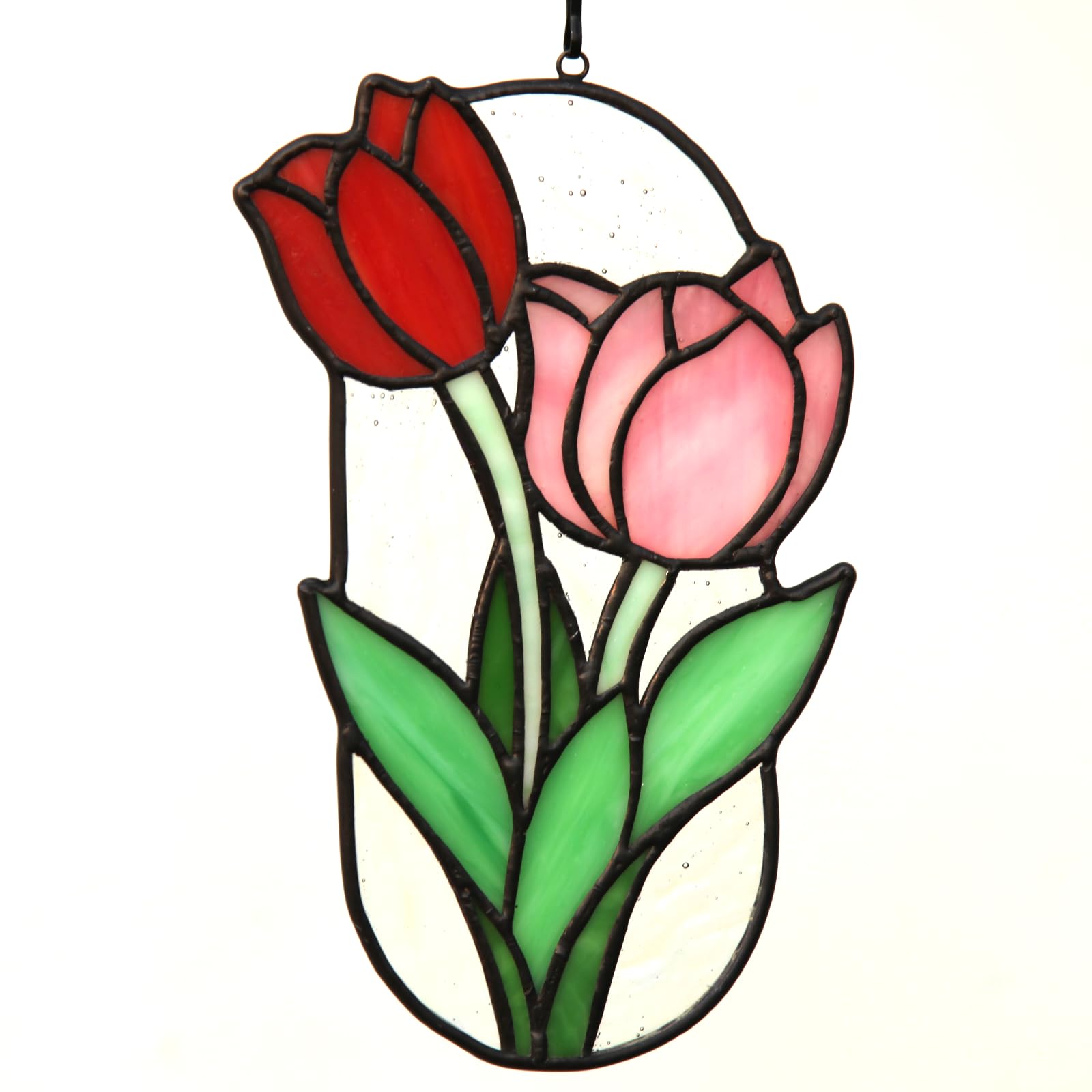 Saffron Stained Glass Window Hanging Decoration Tulip Stained Glass Decoration Garden Light Catcher