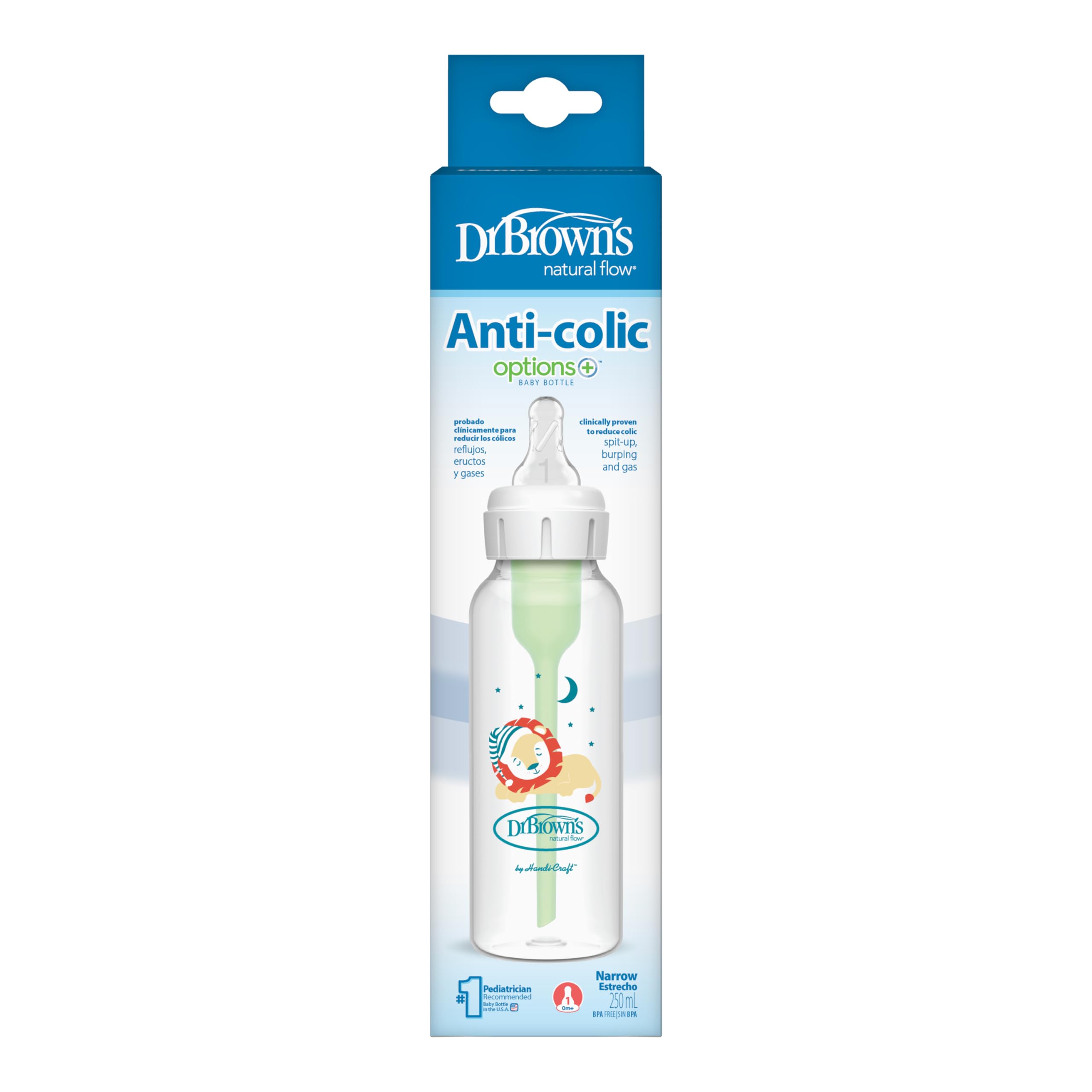 Dr. Brown's Biberon anticolici Options+ Stretto 250 ml Leone Biberon +0 Mesi