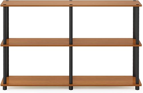 Miniatura 4 de Furinno Mesa auxiliar con marco de metal de estilo industrial de 3 niveles, mesa auxiliar, roble Finn