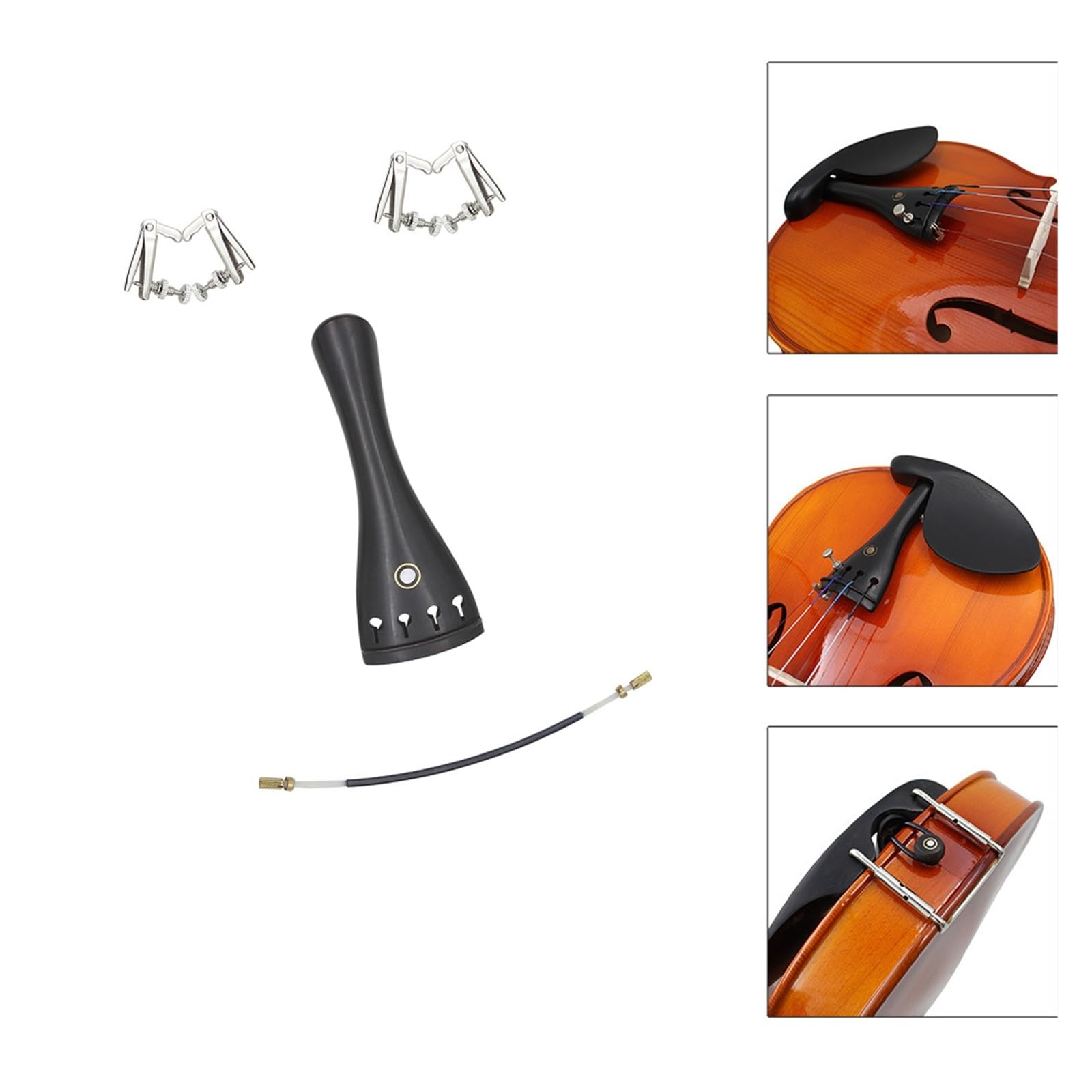 pezzi di ricambio per violino Accessori per violino Cordiera per violino e corda per coda e 4 accordatori speciali per violino