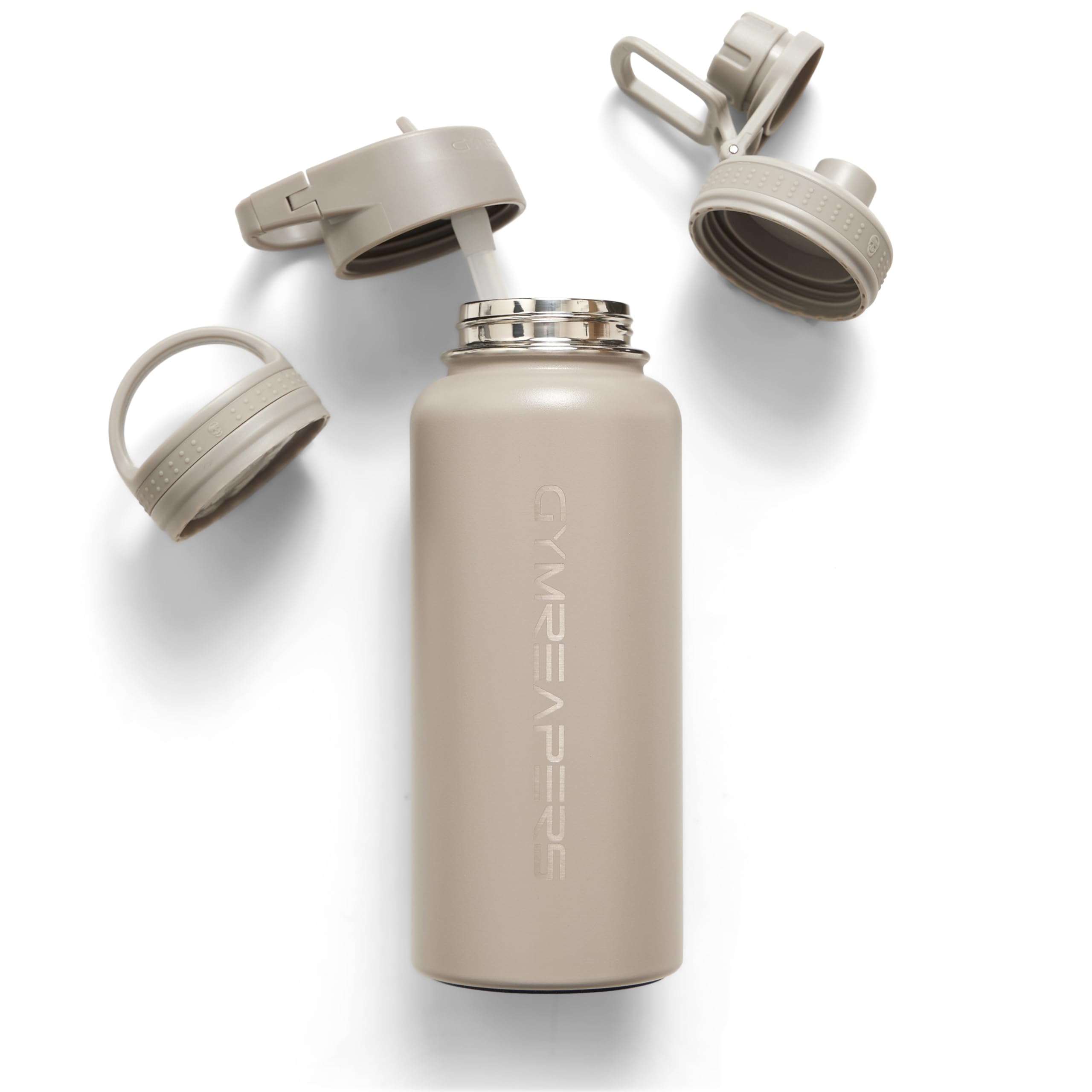 Gymreapers Insulated Water Bottle with Straw - 32 OZ Stainless Steel Water Bottles - BPA Free Metal Double Wall Vacuum Cold Hot Leakfree Flask Jug For Travel, Sports, Gym, School & Workout