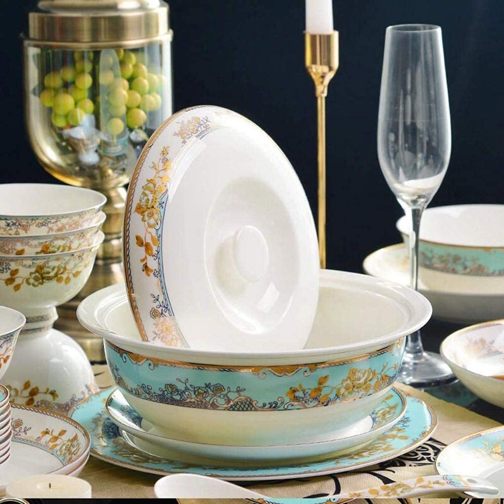 Zestaw naczyń obiadowych, zestaw naczyń obiadowych w stylu królewskiego dworu w stylu vintage, składający się z 56 sztuk ceramicznych zastaw stołowych na rodzinny bankiet