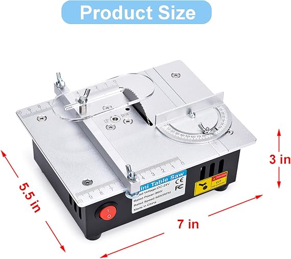 [TIMILAND] Mini Multi-Functional Table Saw S6Cutter SpeedAngle0-1/2inch hight Adjustablewith seven Speed Adjustable Power,Cutting&Sanding&Engraving for CraftsWood Plastic Acrylic