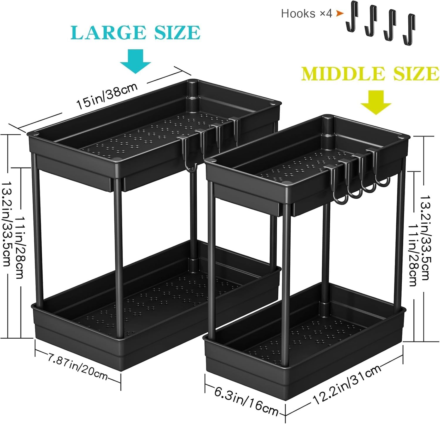 Unter Waschbecken Organizer 2-stöckig - Ausziehbarer Schrankregal | Für Küche & Bad