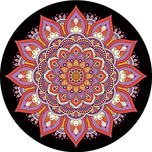 DNCST Yoga Meditation Cushion Meditation Mat for Home Printed Floor Mat Floor Cushion Meditation Pad Round Natural Rubber Non-slip Non-slip With Buckle (Color : Red, Size : 140x140x0.35mm)