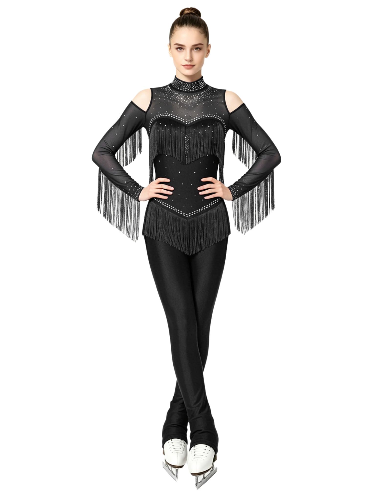 Oyolan Femme Collants Franges Et En Gradins Combinaisons Rompevêtements Combinaisons Monopièces Robes De Danse Sur Glace Vacances