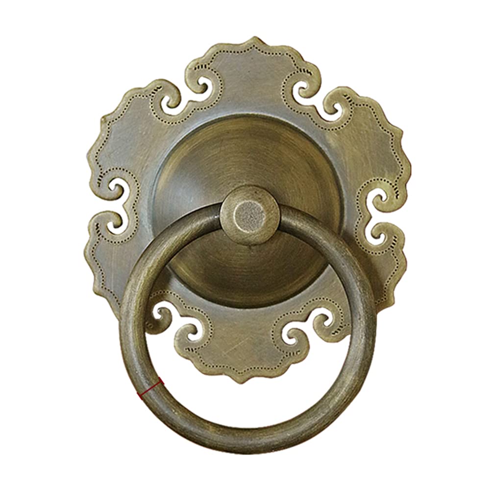 Kratka do drzwi, antyczny metalowy miedziany kołatek do bramy wytrzymały styl vintage klamka w stylu wiejskim gałka idealna do szklanych drzwi drewnianych bram, C-11 × 13,5 cm