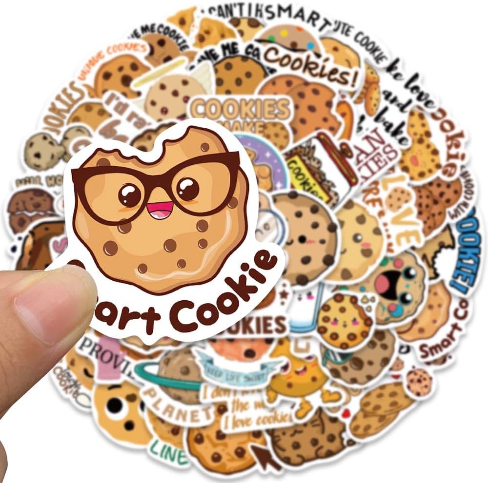 Cute Cookies Stickers for Kids, I Love Cookies Decals, 50PCS Jaurney Waterproof Vinyl Stickers Pack for Water Bottle, Laptop, Jars, Scrapbook, Snack Box, Skateboard, Party Supplies image 2