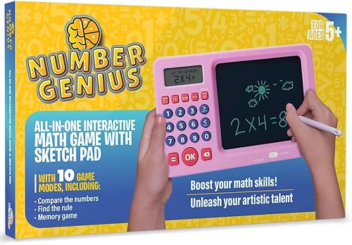 CoolToys Number Genius - Juego electrónico interactivo de matemáticas con bloc de bocetos, juegos educativos de aprendizaje de matemáticas para