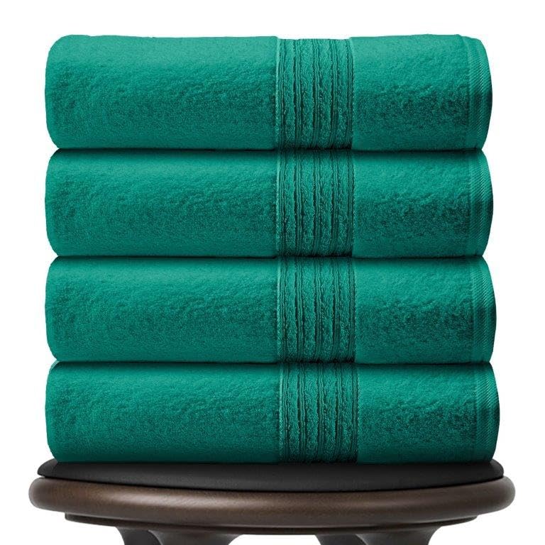 GC GAVENO CAVAILIA Bath Sheets Set of 4, Hotel Quality 450 GSM Towels, Quick Dry Egyptian Cotton Towel 80 x 140 cm, 4Pk Bath Sheets Extra Large For Bathroom, Aqua — image 1