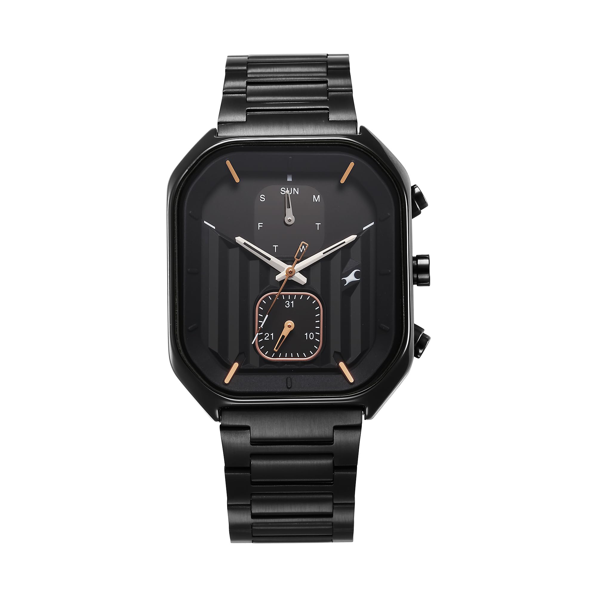 Men Fleek Quartz Multifunction Black Dial Stainless Steel Strap Watch for Guys-3270NM01/NT3270NM01-image-4