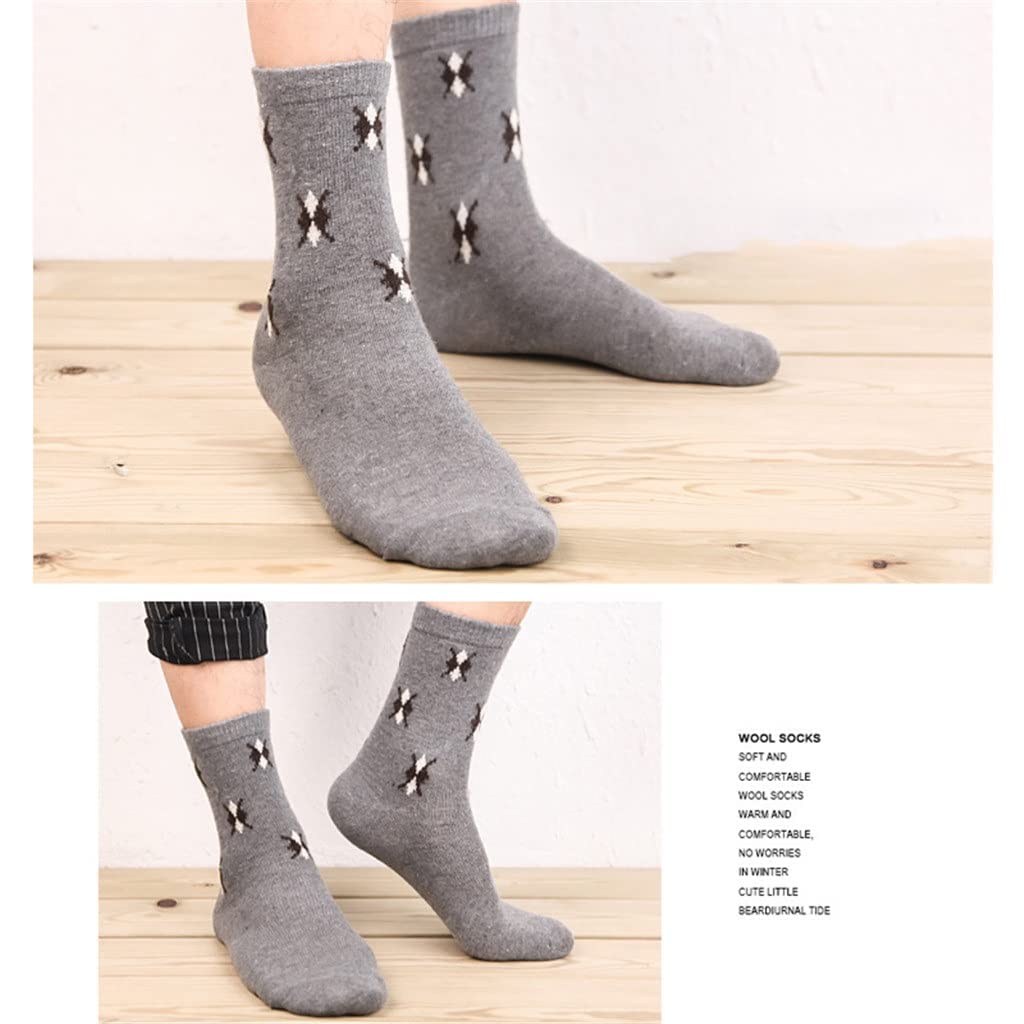 5 Pares/Lote Calcetines de Lana Hombres cálidos Invierno Cachemira cómodos Calcetines Casuales Hombres Calcetines de Regalo (Color: un tamaño: un tamaño) (Color : A, Size : One Size)
