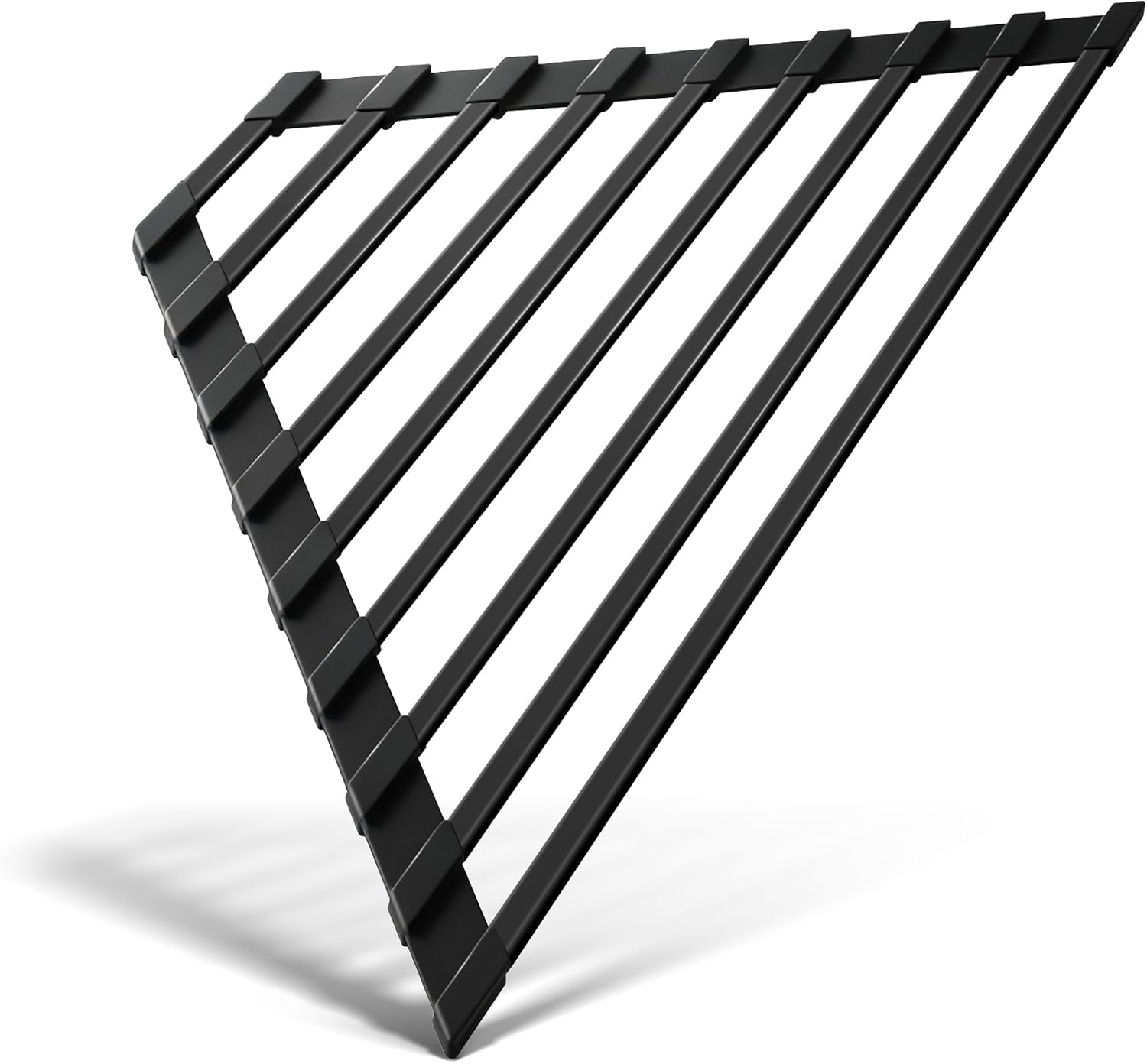 Small Foldable Triangle Roll Up Dish Drying Rack for Sink Corner, Black