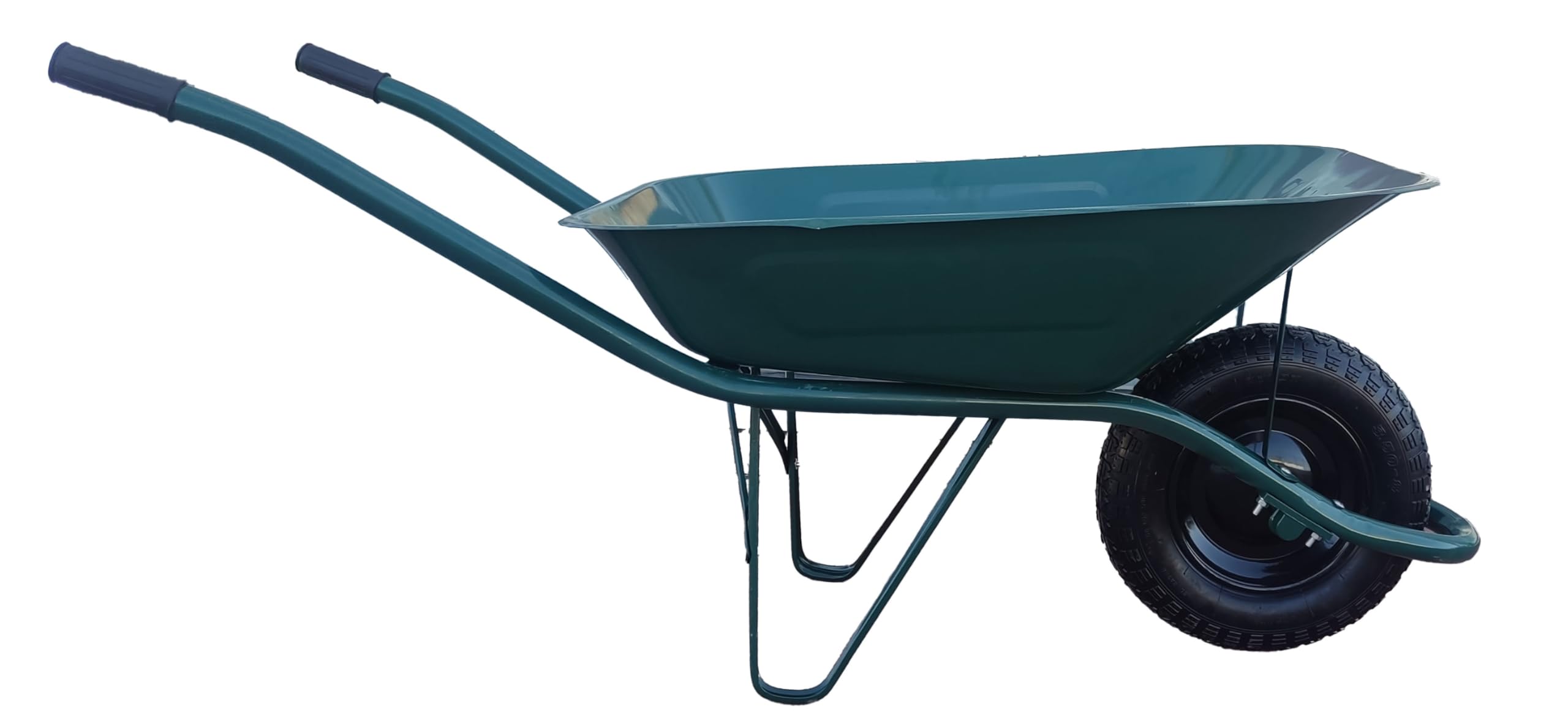Carretilla de jardín | Resistente | Color Verde| 65 litros de Volumen | 110 kg | Neumáticos con llanta metálica | Carretilla de Transporte