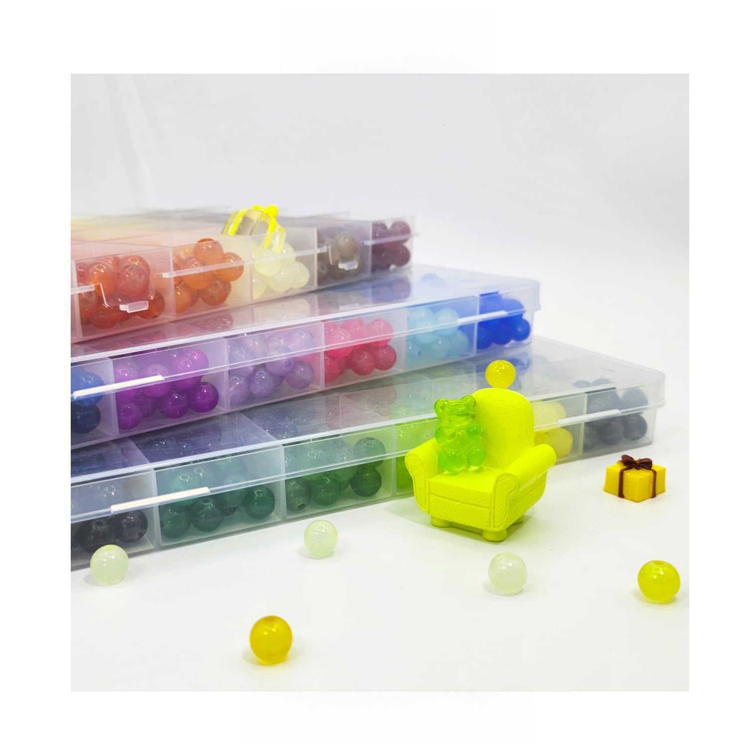 1200PCS 8mm Glass Beads Bracelet Making Kit, 24 Colors Crystal Beads for Jewelry Making, 2 Box Cataclastic Lineation Beads Suitable for Beginners