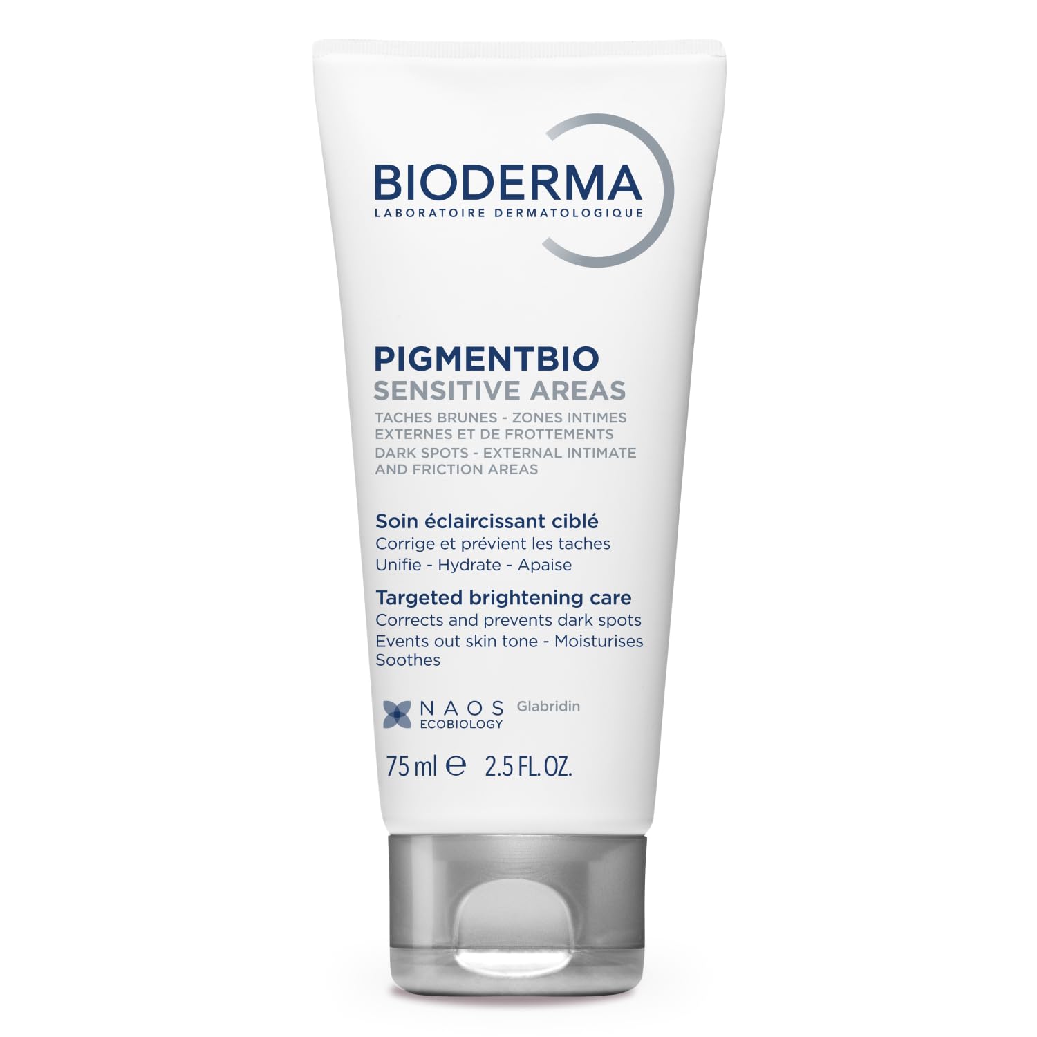BIODERMA Pigmentbio Sensitive Areas - aufhellende Pflege für empfindliche Stellen - ideal für Knie, Ellenbogen, Achseln, Oberschenkel und Leistengegend - spendet Feuchtigkeit und beruhigt - Tube 75 ml