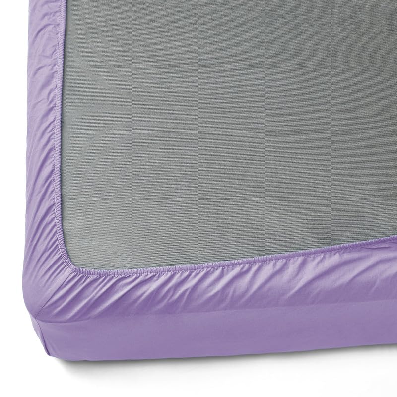 Image of NAKSH Elastic Fitted Bedsheets King Size 78 x 72 Inch, 210 TC Plain Pure Cotton, Lavender | 1 King Size Bedsheet with Elastic Fitted and 2 Pillow Covers