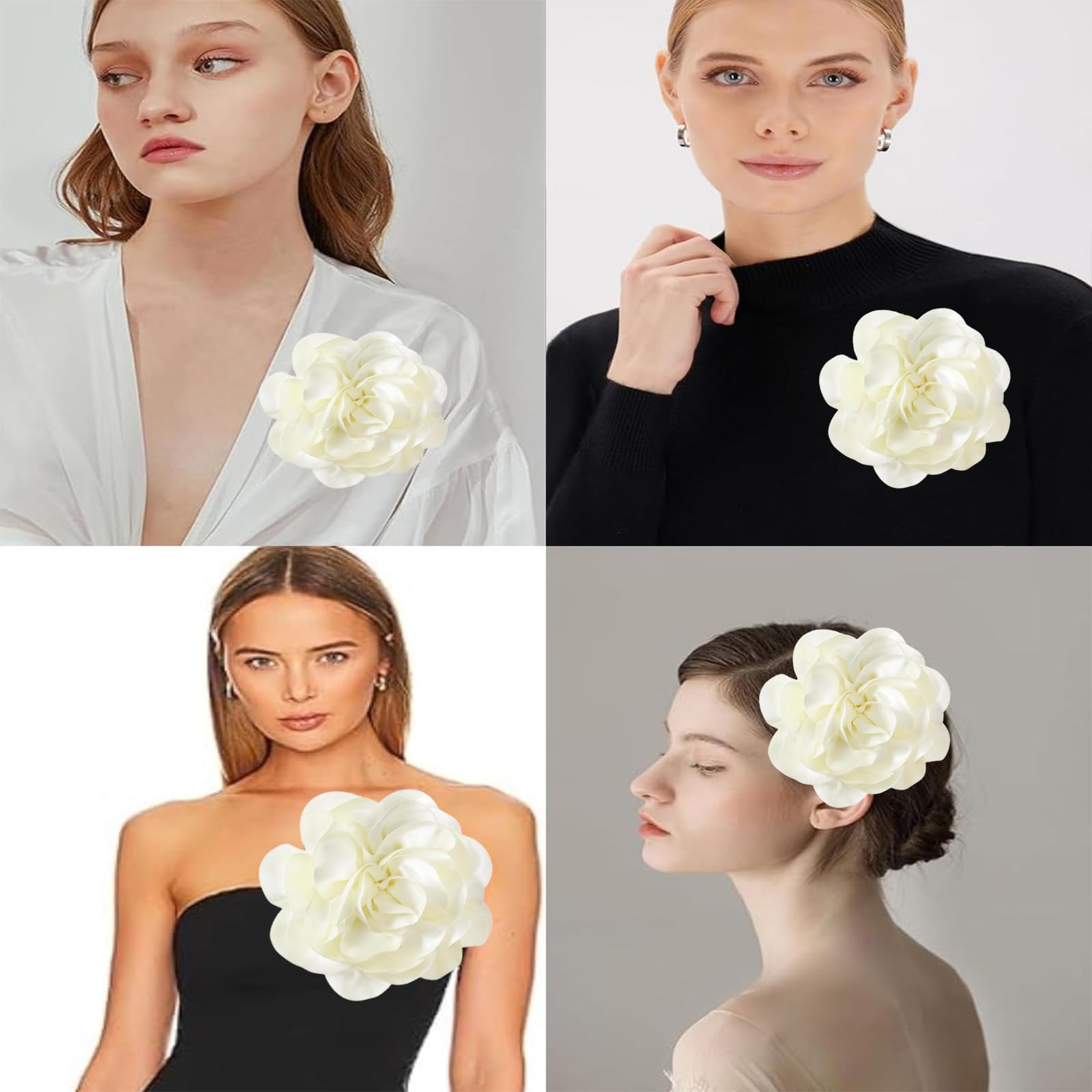 Broche de Flor Elegante Camelia Cintas Pin Fascinator Ramillete Floral para Mujeres Niñas Boda Fiesta Baile 2 Piezas