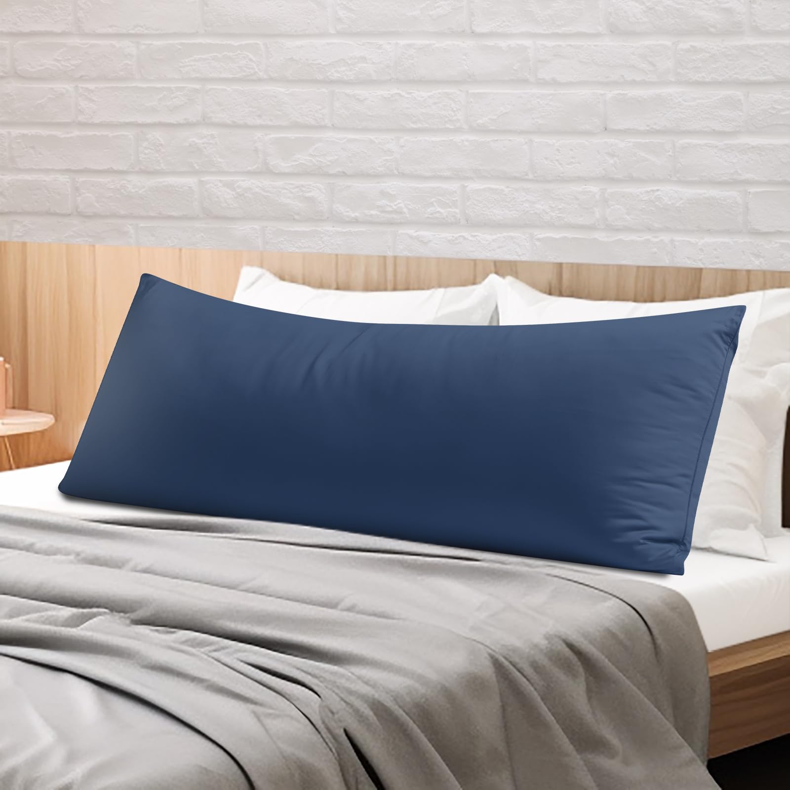100% Egyptian Cotton Body Pillow Cover Long Pillow Case 600 Thread Count | Bed Pillow Protector with Zipper, Sateen Weave Cooling Full Body Pillowcase for Adults 20x54 Inches (1PC, Body, Navy Blue)