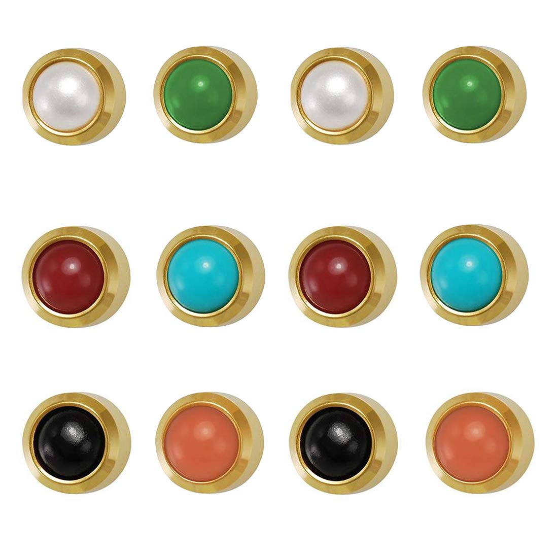 STUDEX Women's 3Mm Assorted Pearls 24K Pure Gold Plated Piercing Ear Stud (12 Pair) | Ideal For Everyday Wear