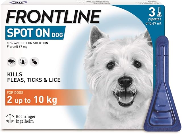 FRONTLINE Spot On Flea & Tick Treatment for Small Dogs (2-10 kg) - 3 Pipettes