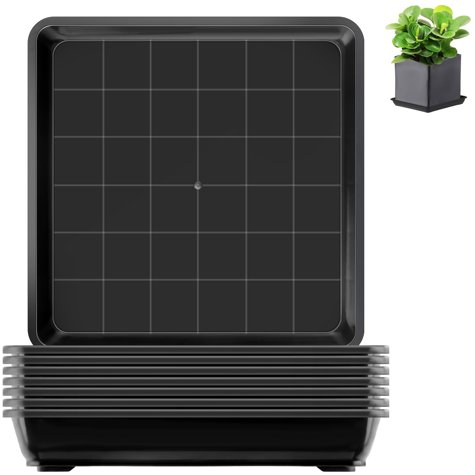 sturiz 8pcs Square Plant Pot Saucer 12x12cm 4.72inch Plastic Plant Flower Pot Trays Black Drip Water Tray for Outdoor and Indoor Planters Plants Garden Pots Greenhouse — image 1