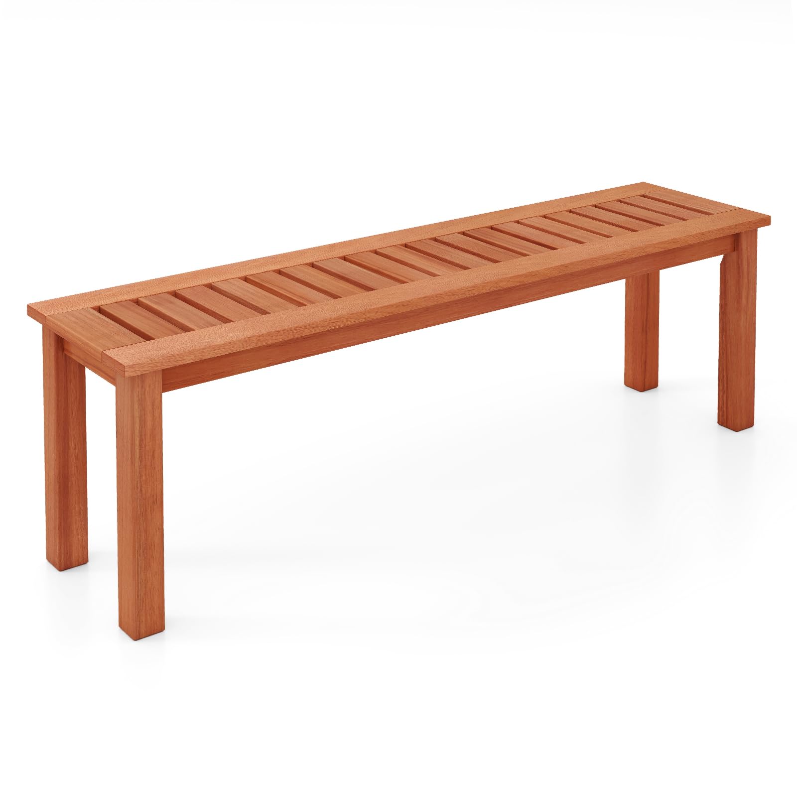 Giantex 47" Outdoor Bench with Slatted Seat, 705Lbs Capacity, Solid Wood Frame, Teak Oil Finish, Backless Garden Bench for Patio Dining, Yard, Porch,