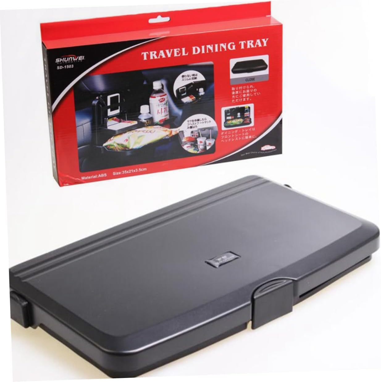 AutoBizarre Plateau de nourriture pour siège arrière de voiture - Organiseur de table pliable - Multifonctionnel - Portable - Avec porte-gobelet - Support de téléphone universel pour toutes les