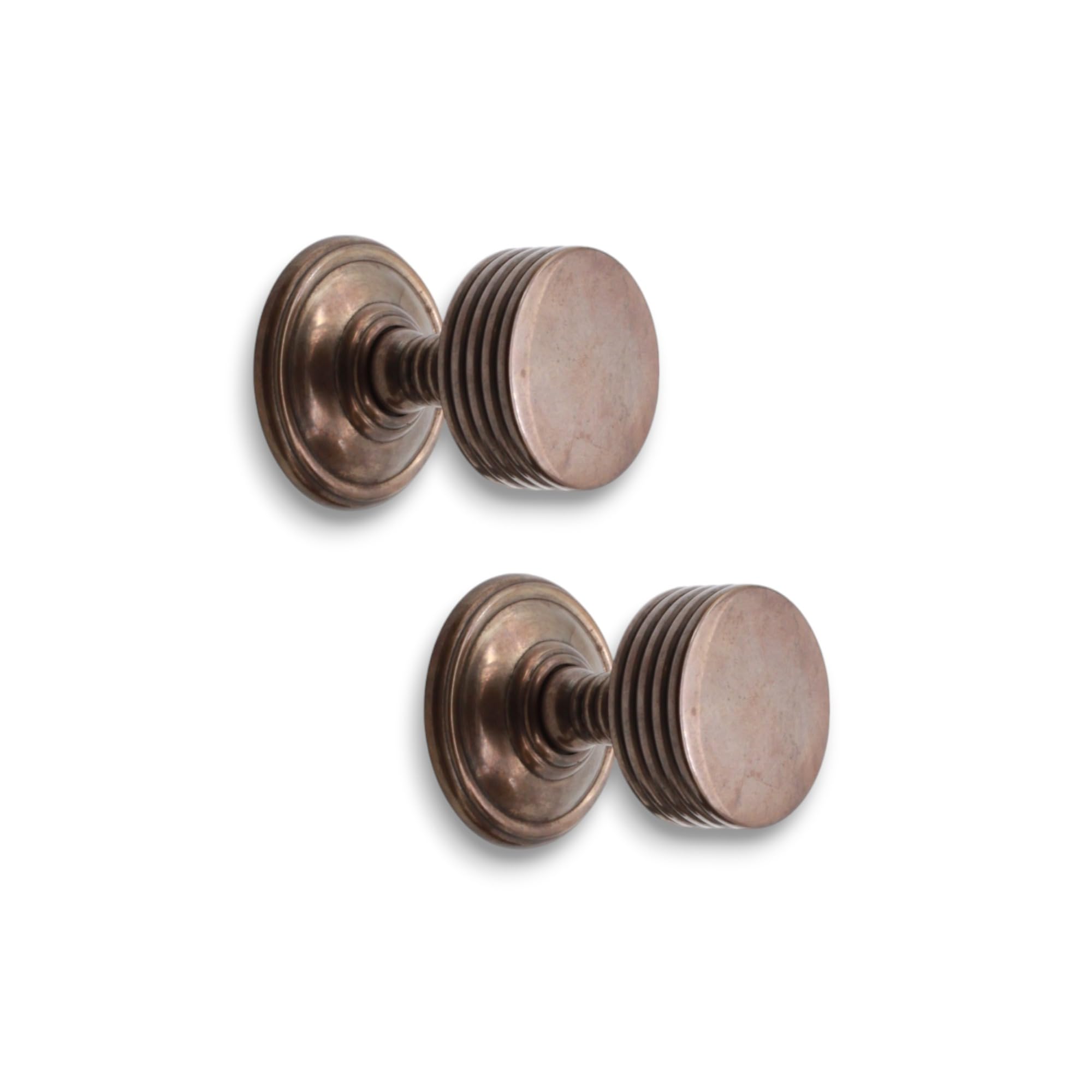Infinity Decor Ribbed Design Antique Mortice Round Door Knobs unsprung Pull Handles Set 60mm - Ideal for Interior & Exterior Use