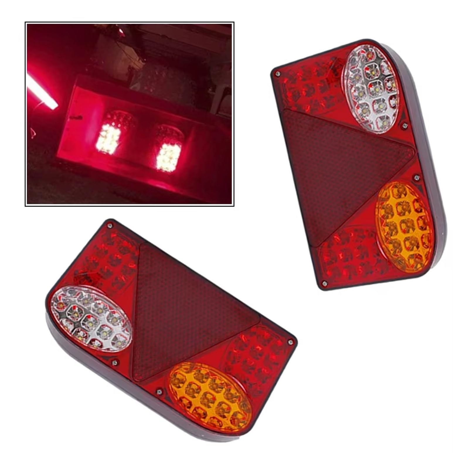 Luz de Freno Trasera para Camiones y remolques, 2 Unidades, 24 V, roja, 48 LED, Luces traseras, luz de señalización de Freno.