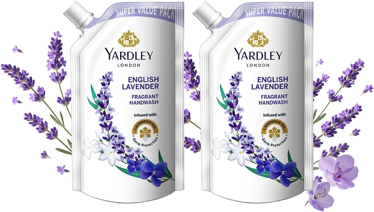 Yardley London English Lavender 650ml Pack of 2 Fragrant Handwash| Infused with Pure Lavender Oil| Germ Protection| For Soft & Fragrant Skin