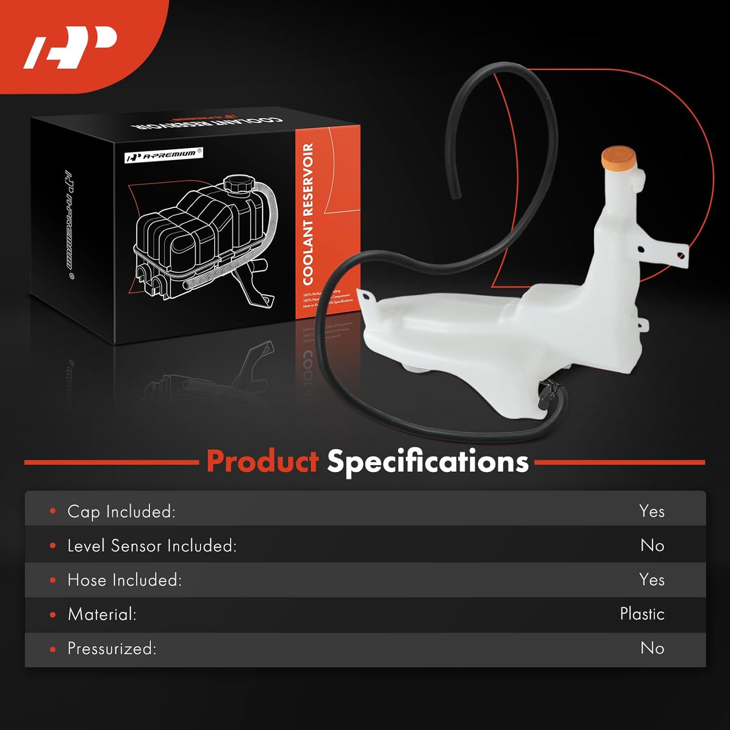 A-Premium Engine Coolant Overflow Recovery Reservoir Tank [with Cap & Hose] Compatible with Nissan Pathfinder 2001-2004 & Infiniti QX4 2001-2003, 3.5L - Front Side