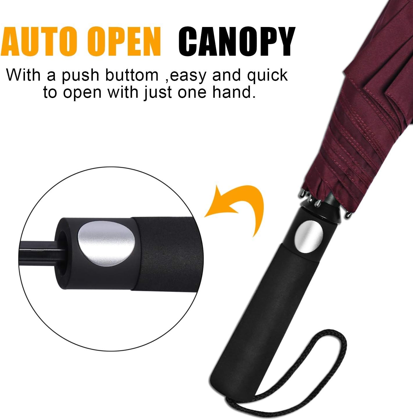 G4Free 62 Inch Portable Golf Umbrella Large Oversize Double Canopy Vented Windproof Waterproof Automatic Open Stick Umbrellas for Men and Women(Wine Red) - Image 3