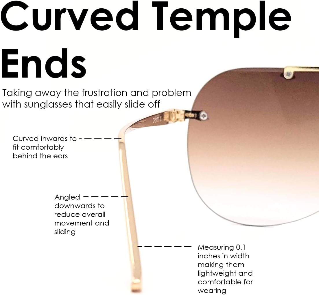 K&L's Luxury & Co. Gold Metal Alloy Aviator Sunglasses K02122021 Gradient Rimless Lens for Men and Women