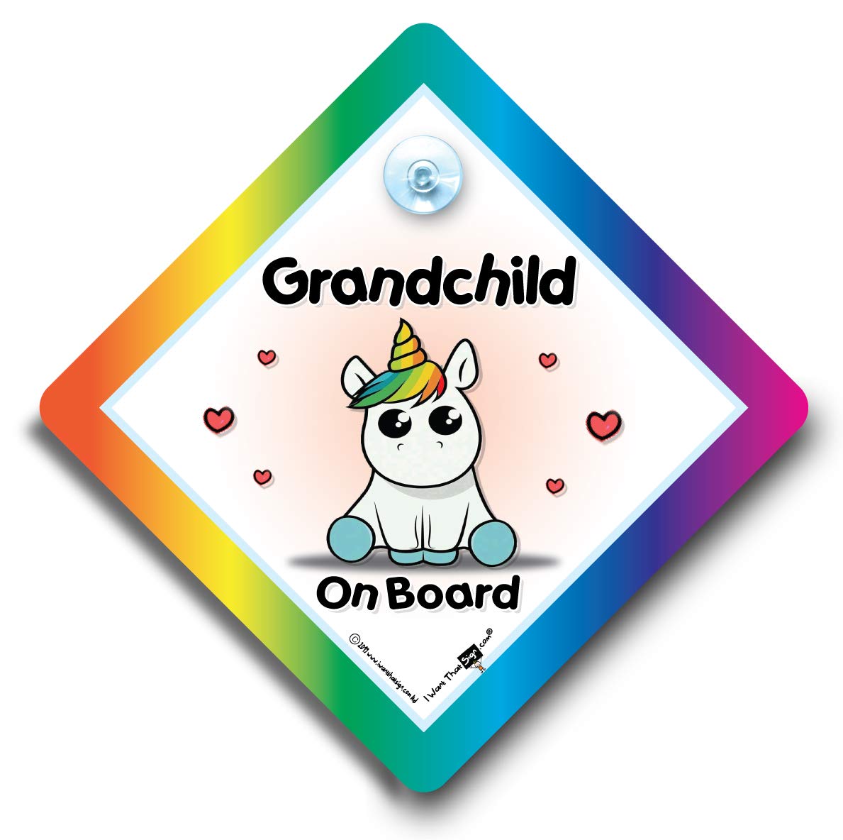 Iwantthatsign.com Grandchild On Board Car Sign Unicorn Baby On Board Suction Cup Sign