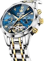 Vista 8 de OLEVS Relojes automáticos para hombre, reloj de vestir mecánico, de acero inoxidable, impermeable, cuerda automática, fecha clásica, diamantes