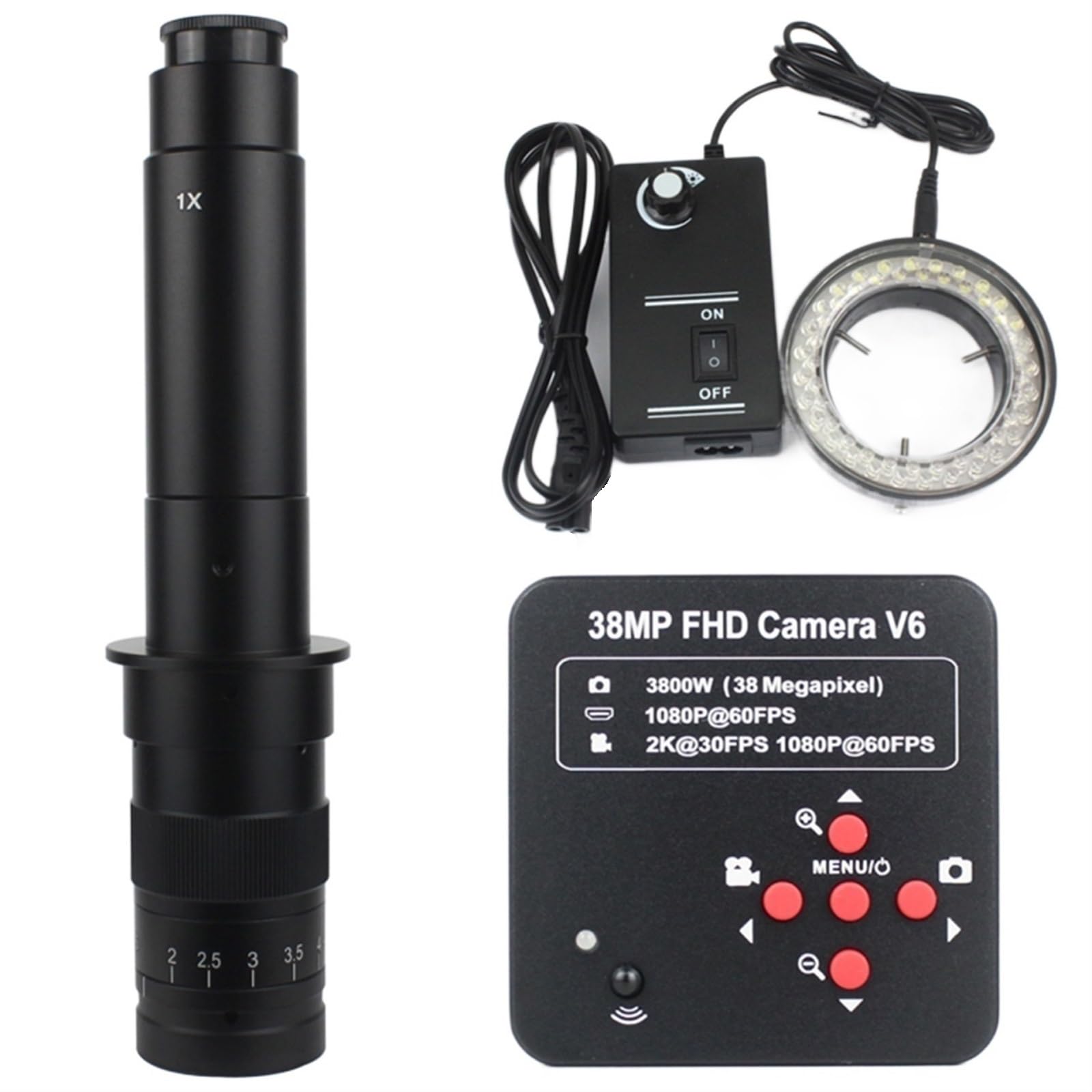Microscopio Digitale Da Laboratorio Industriale 1080P 38Mp Hdmi Usb Con Luce Anulare A 56 Led,With 300x led